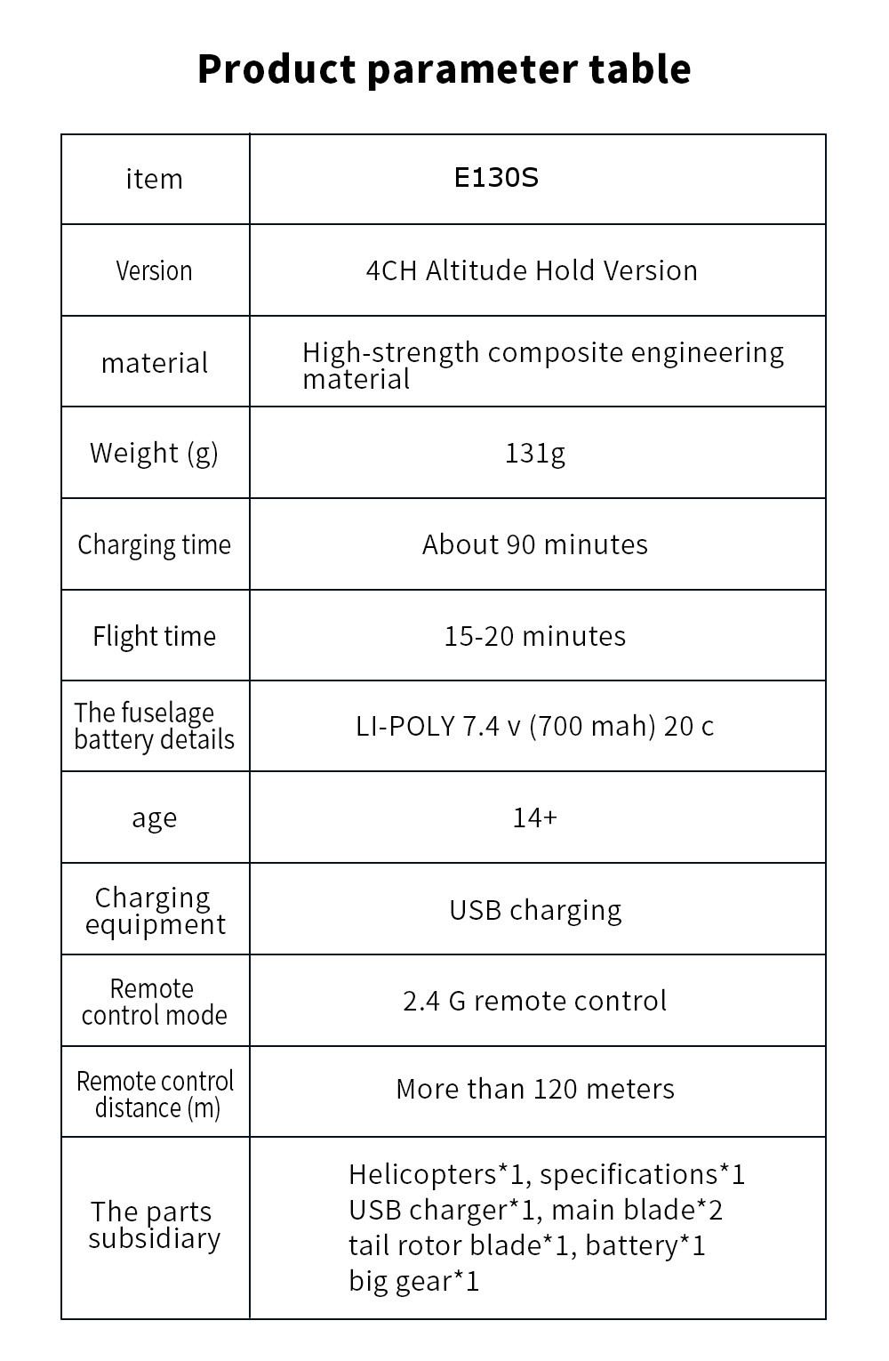 Eachine E130S 2.4G 4CH 6-Axis Gyro Altitude Hold Flybarless RC Helicopter RTF