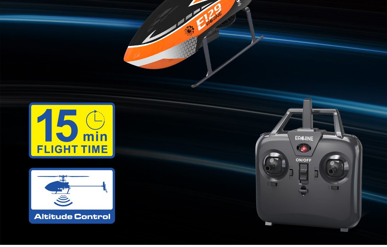Eachine E129 2.4G 4CH 6-Axis Gyro Altitude Hold Flybarless RC Helicopter RTF