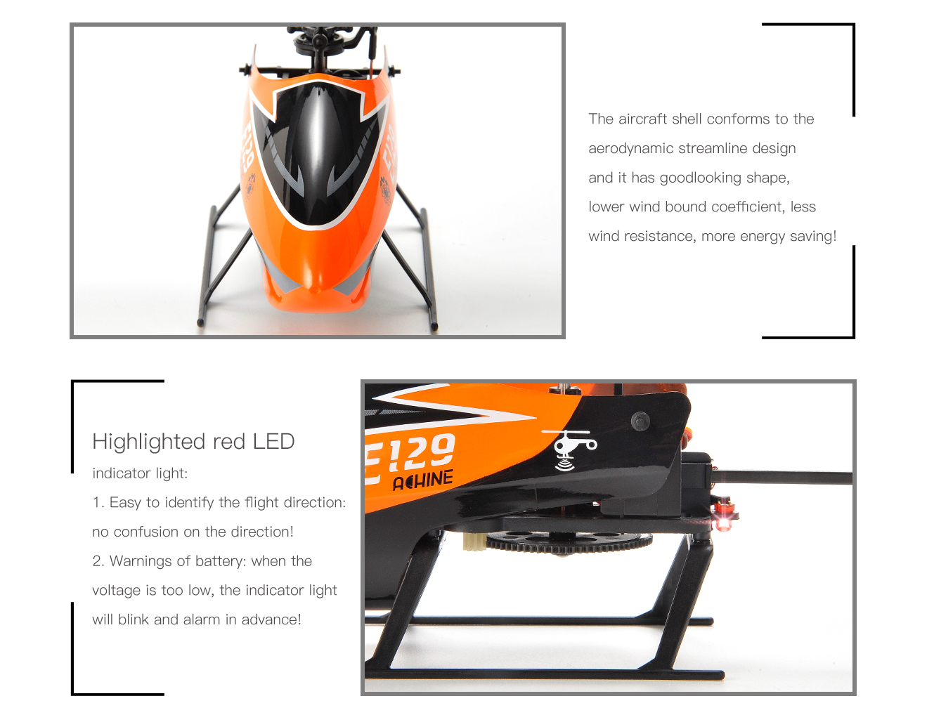 Eachine E129 2.4G 4CH 6-Axis Gyro Altitude Hold Flybarless RC Helicopter RTF