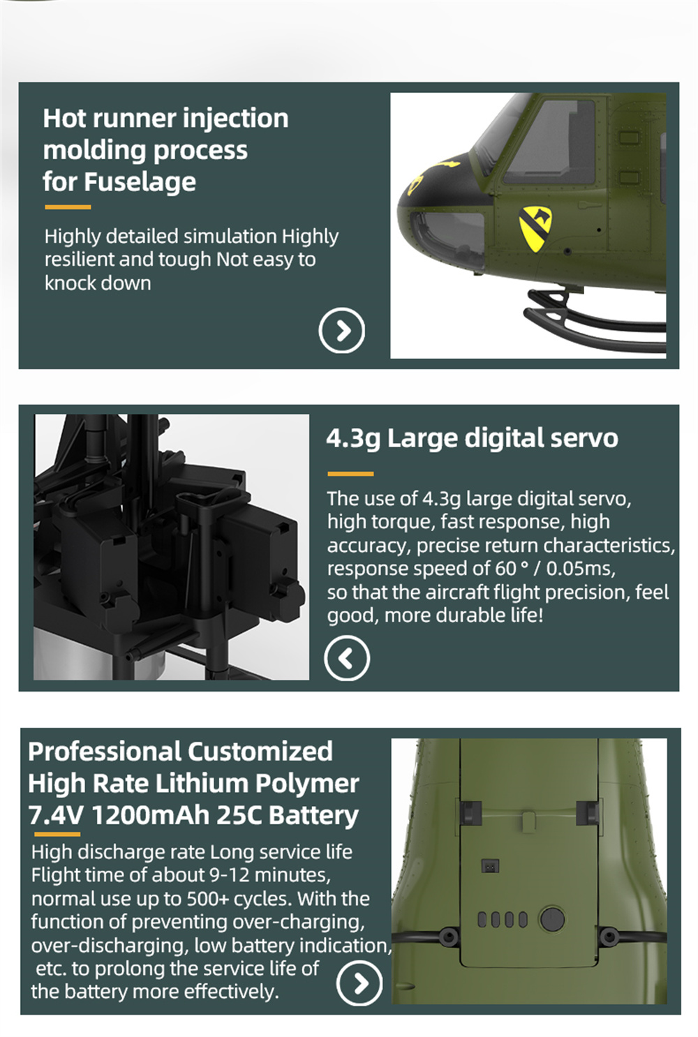 Eachine E190 1:34 UH-1 HUEY Scale 2.4G 6CH Altitude Hold Optical Flow Positioning Dual Brushless Motor RC Helicopter