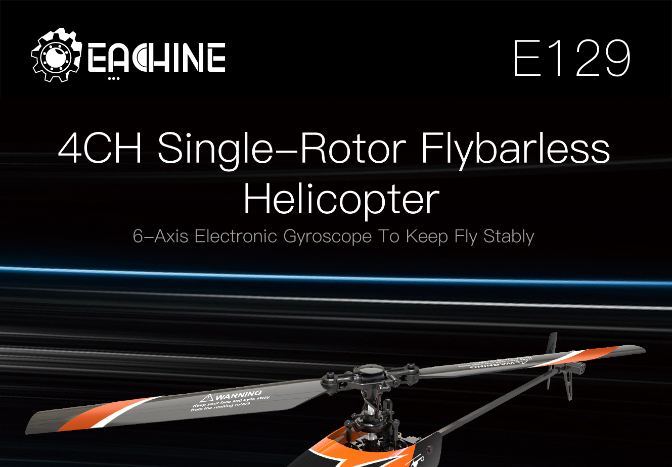 Eachine E129 2.4G 4CH 6-Axis Gyro Altitude Hold Flybarless RC Helicopter RTF