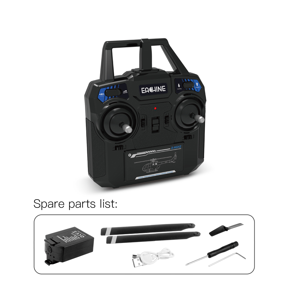 Eachine E120 2.4G 4CH 6-Axis Gyro Optical Flow Localization Flybarless BO-105 Scale RC Helicopter RTF