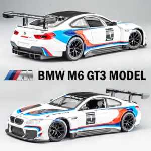 1:24 BMW M6 GT3 Alloy Sports Car Model Diecasts Metal Track Racing Simulation Sound and Light Collection