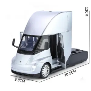 New 1:24 Tesla Semi Truck Head Alloy Car Diecasts & s Metal Model Sound and light Collection