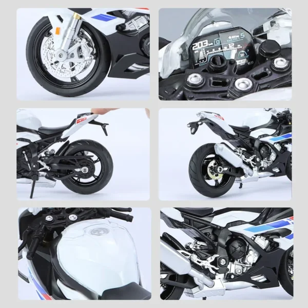 1: 12 BMW RRS1000 Simulated Alloy Motorcycle Model Sound Light and Echo Collection Decorative - Image 3