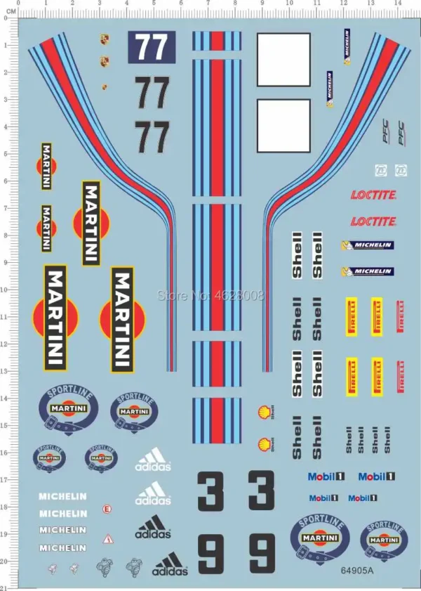 1 24 Scale martini Sports Racing Car Markings Logos Model Decal