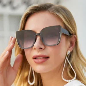 Oversized Cat Eye Sunglasses Women 2024 Luxury Brand Fashion Large Frame Square Sun Glasses  Men Retro Trendy Cateye Eyewear