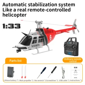 RC ERA Orginal C138 1:36 Scale Remote Control Bell 206 Helicopter 2.4g with 3 Batteries