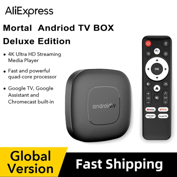 2024 Mortal T1 Android TV Box: 4K HDR10+ 2GB+16GB  Voice Remote