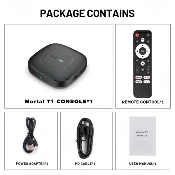 2024 Mortal T1 Android TV Box: 4K HDR10+ 2GB+16GB  Voice Remote - Image 6