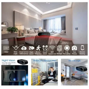 18650-battery+32GTF WIFI Mini Clock Camera HD 1080P Home Nanny Indoor Car Infrared Night Vision Wall Clock Video Camera 2.4G WIFI Control DVR Cam - Image 6