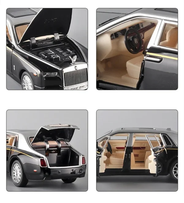 1:24 Rolls Royce Phantom Diecast Alloy Luxury Car w/ Star Top Light - Image 6