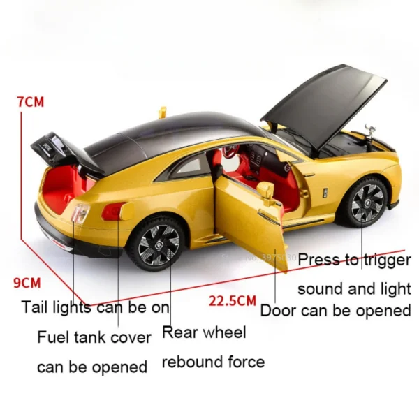 1:24 Rolls Royce Spectre Diecast Alloy Limousine Model w/ Sound - Image 4