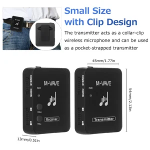 M-VAVE WP-10 Wireless Earphone Monitor: 2.4GHz Rechargeable Transmission Receiver System for Professional Stereo and Mono Recording - Image 5