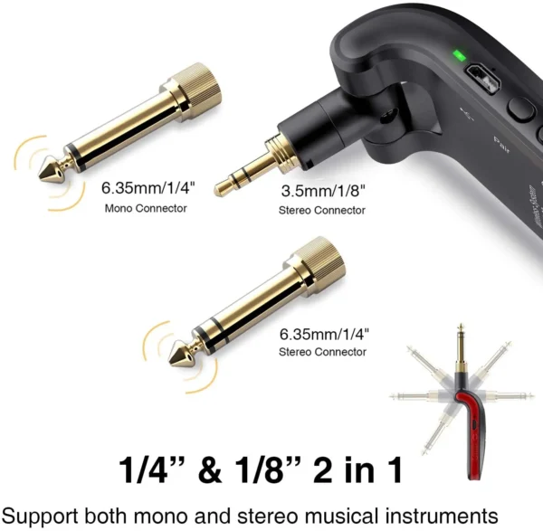 LEKATO WS-60 Wireless Guitar System 2.4GHz Wireless Guitar Transmitter Receiver Stereo 2 in 1 Plugs 6 Channels Guitar Wireless - Image 2