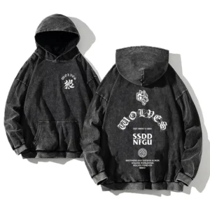 Darcsport Wolves Hoodie Acid Print Pullover Gym Sweatshirt Cotton Blend Athletic Wear - Image 5