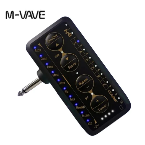 M-VAVE H8 Guitar Headphone Amplifier Portable Rechargeable Mini Headphone Amp Built-in Delay Reverb Effect  Electric Bass