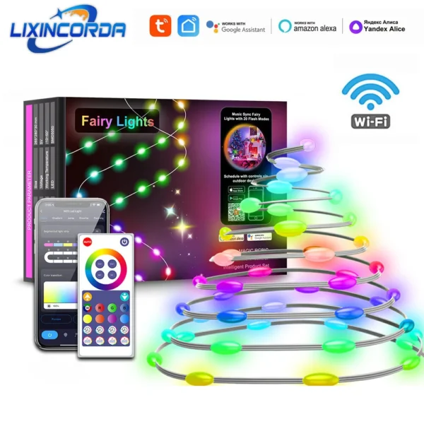 Lixincorda 10m RGBIC smart LED string lights IP68 waterproof music sync app voice remote control Alexa Google Christmas decor outdoor indoor - Image 2