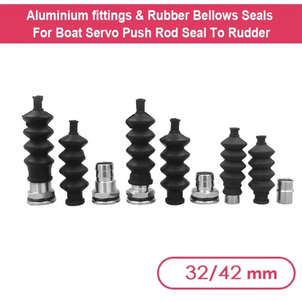 RC Boat 32mm 42mm Waterproof Push Rod Rubber Seal Bellows with Aluminum Fittings Servo Seal for Rudder System