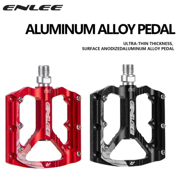 ENLEE Bicycle Pedal Lightweight CNC Aluminum Alloy Durable DU Bearing Non-Slip MTB BMX Road Bike Pedals