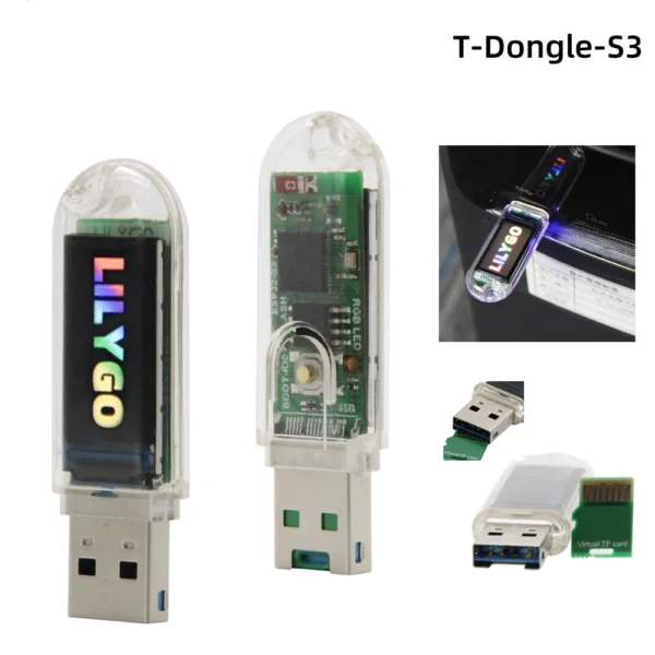 T-Dongle-S3 ESP32-S3 Development Board With Screen Dongle 0.96 inch ST7735 LCD Display Support WiFi Bluetooth TF Card LILYGO® - Image 2