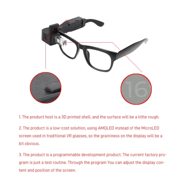 LILYGO® T-Glass AR Glasses ESP32-S3 1.1 inch AMOLED Display Module BHl260AP Self-learning Smart Sensor Support WiFi Bluetooth - Image 6