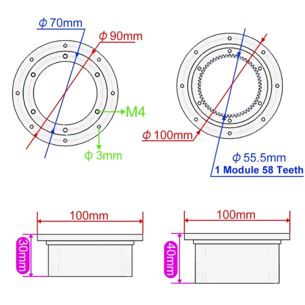 RC Steel Slewing Plate Rotary Support Upgrade Hydraulic Excavator Engineering Model Chassis Slewing Ring Parts - Image 6