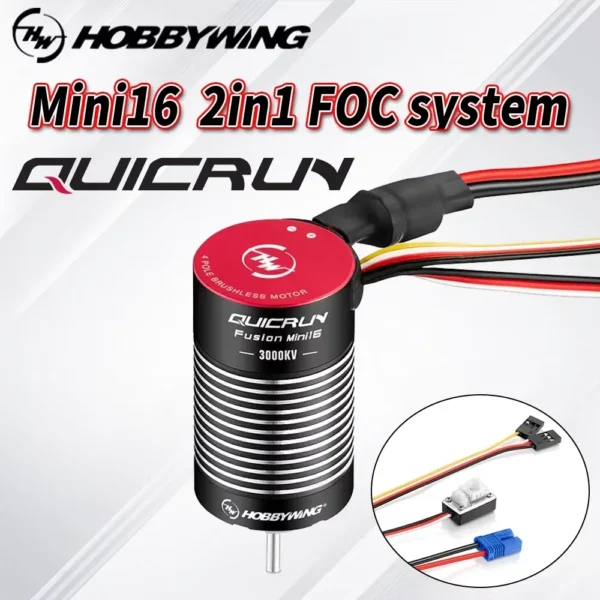 Hobbywing QuicRun Fusion Mini16 30A 3000KV Brushless Sensored Waterproof 2-In-1 FOC ESC Motor for 1/16 1/18 RC Car Crawler