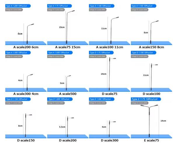 Scale 1:75-1:500 Miniature Metal Street Lamp Model with 3V LED Lights for Building Sand Tables HO Railway Scene Diorama Kits - Image 7