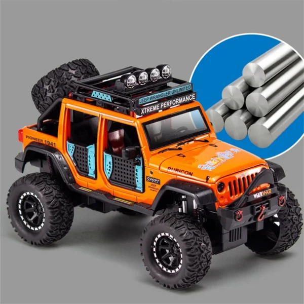 1:24 Jeeps Wrangler Rubicon Alloy Pickup Model Diecast Metal  Off-road  Car Model Sound and Light - Image 3