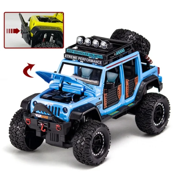 1:24 Jeeps Wrangler Rubicon Alloy Pickup Model Diecast Metal  Off-road  Car Model Sound and Light - Image 5