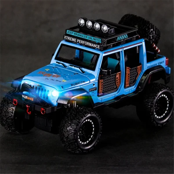 1:24 Jeeps Wrangler Rubicon Alloy Pickup Model Diecast Metal  Off-road  Car Model Sound and Light - Image 4