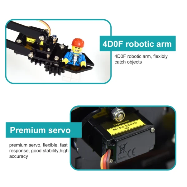 Keyestudio STEM 4DOF Robot Arm Kit with PS2 Control Mechanical Claw Arduino Programmable Robot for Educational Projects - Image 5