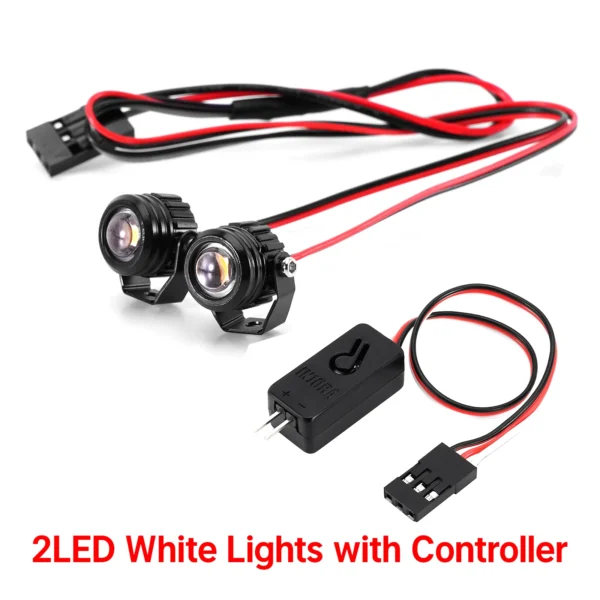 2LED INJORA Round LED Lights  1/18 1/24 RC Crawlers