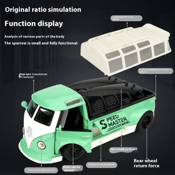 1:32 Volkswagen Bus T1 Modified Alloy Diecast Scale Metal VW  Car Models    Car - Image 6