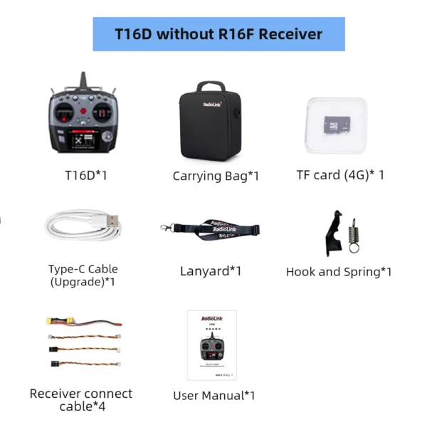 [M2 left No receiver] Radiolink Transmitter Remote Controller RadioLink T16D 16 Channels 2.4GHz R16F Receiver Remote Controller  UAV FPV Remote Car