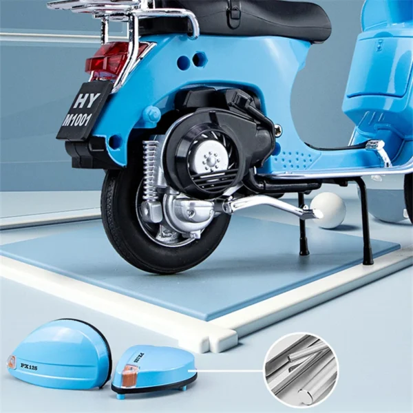 1/10 Vespa 125 Alloy Leisure Motorcycle Model Diecast Metal Street Bike with Simulation Sound and Light - Image 3