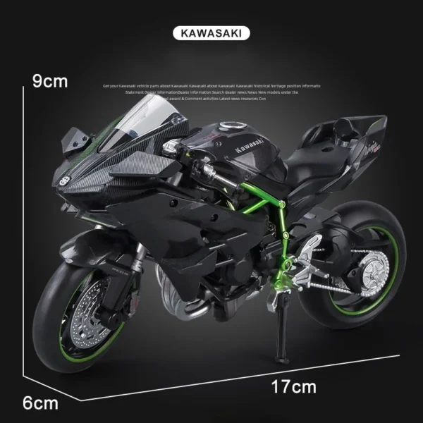 1/12 Kawasaki H2R Ninja Die Cast Motorcycle Model    Autobike Shork-Absorber Off Road Autocycle  Car - Image 5