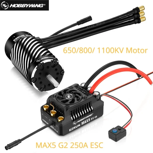 HOBBYWING EZRUN MAX5 HV G2 250A ESC 56118SD Motor Sensored Brushless Combo for 1/5 RC Model Car Buggy High-Performance Upgrade