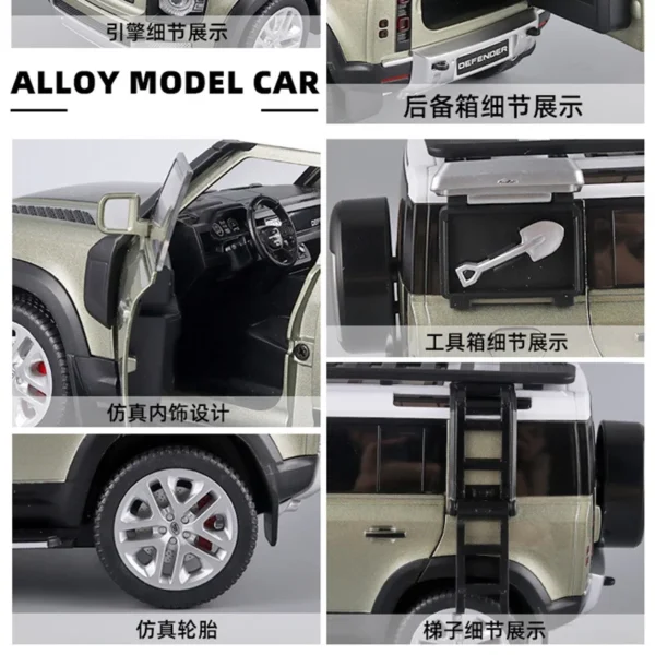 Large 1:18 Land Rover Defender Range Rover SUV Off-Road Alloy Diecast Model Car with Sound and Light No-Box - Image 6