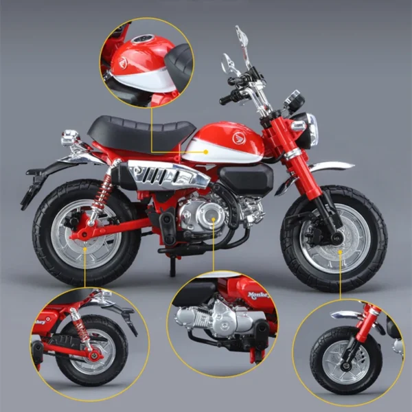 1:12 Monkey 125 Alloy Sports Motorcycle Model Diecast Street Racing Motorcycle with Simulation Sound and Light - Image 2