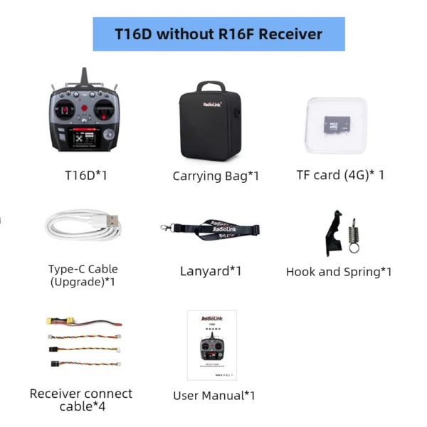 [M1 right No receiver] Radiolink Transmitter Remote Controller RadioLink T16D 16 Channels 2.4GHz R16F Receiver Remote Controller  UAV FPV Remote Car