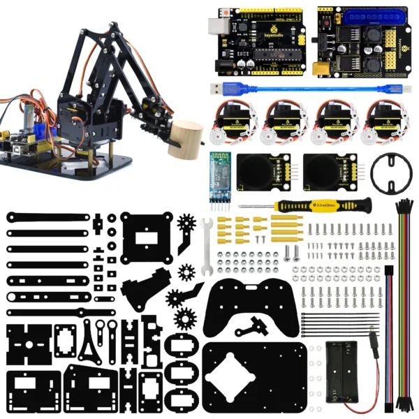 Keyestudio STEM 4DOF Robot Arm Kit with PS2 Control Mechanical Claw Arduino Programmable Robot for Educational Projects - Image 2