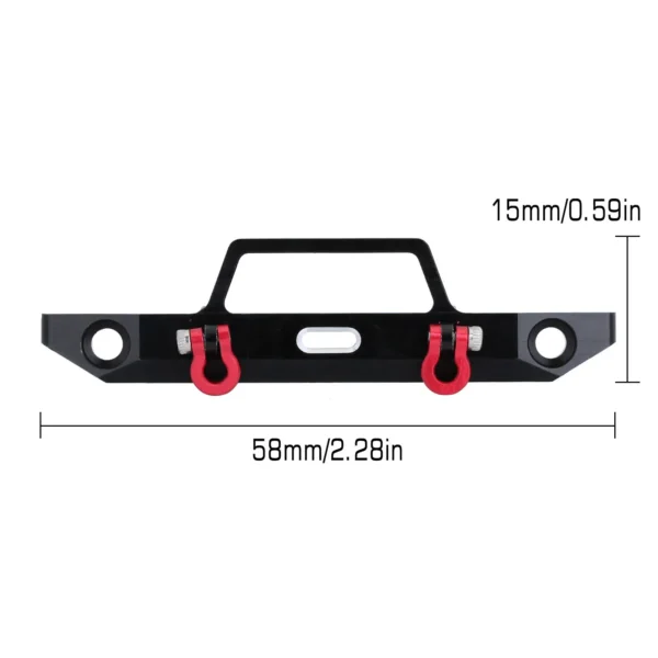 INJORA 58*15mm Metal Front Bumper with Hook  1/24 RC Crawler Car Axial SCX24 90081 Upgrade Parts - Image 2