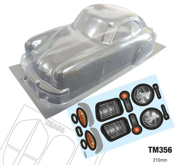 Clear Body TM356 1/10 Mini Porsche 356 Clear Lexan RC Car Body Shell 210mm for Tamiya M Chassis Carten M210 M210R