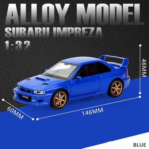 1:32 JDM Subaru Impreza STI WRX Alloy Car Model Sound and Light Pull Back   Collectibles - Image 2