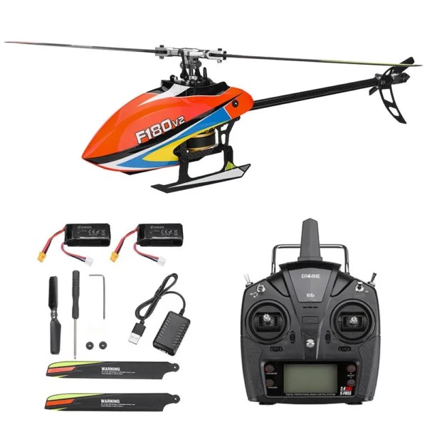 Eachine & yxznrc f180 v2 6ch 3d6g system dual brushless direct drive motor flybarless rc helicopter rtf compatible with futaba -fhss - Image 3