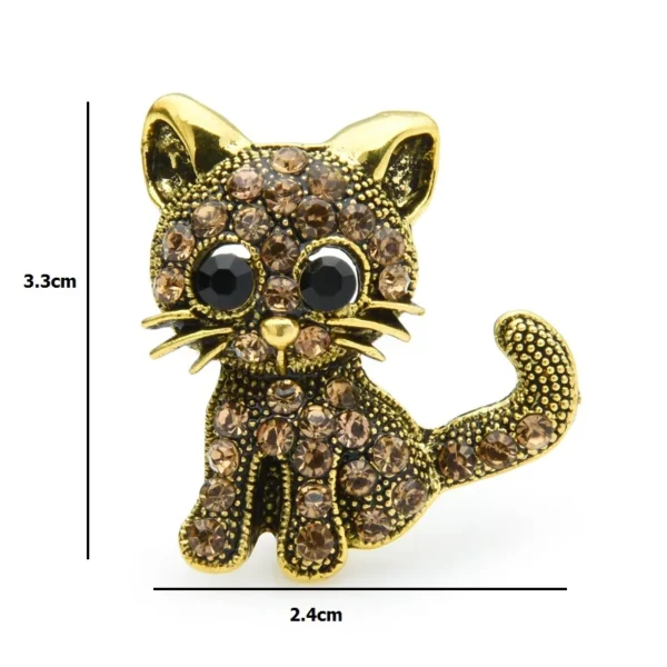 Wuli&baby Vintage Rhinestone Cat Brooches Women Small Animal Party Casual Brooch Pins - Image 2