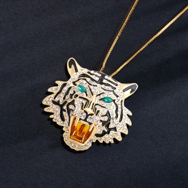 Wuli&baby Rhinestone Roaring Tiger Brooches Women Men Big Tiger Head Party Casual Brooch Pins - Image 5