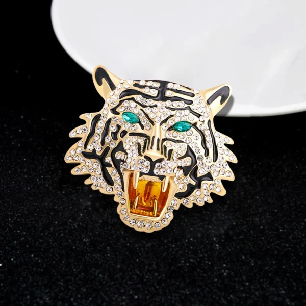 Wuli&baby Rhinestone Roaring Tiger Brooches Women Men Big Tiger Head Party Casual Brooch Pins - Image 4